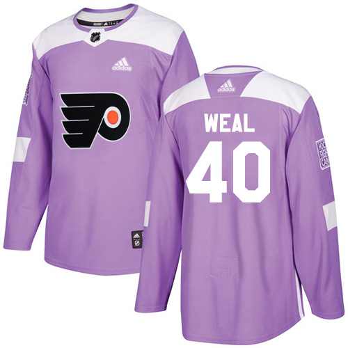 Adidas Flyers #40 Jordan Weal Purple Authentic Fights Cancer Stitched NHL Jersey - Click Image to Close